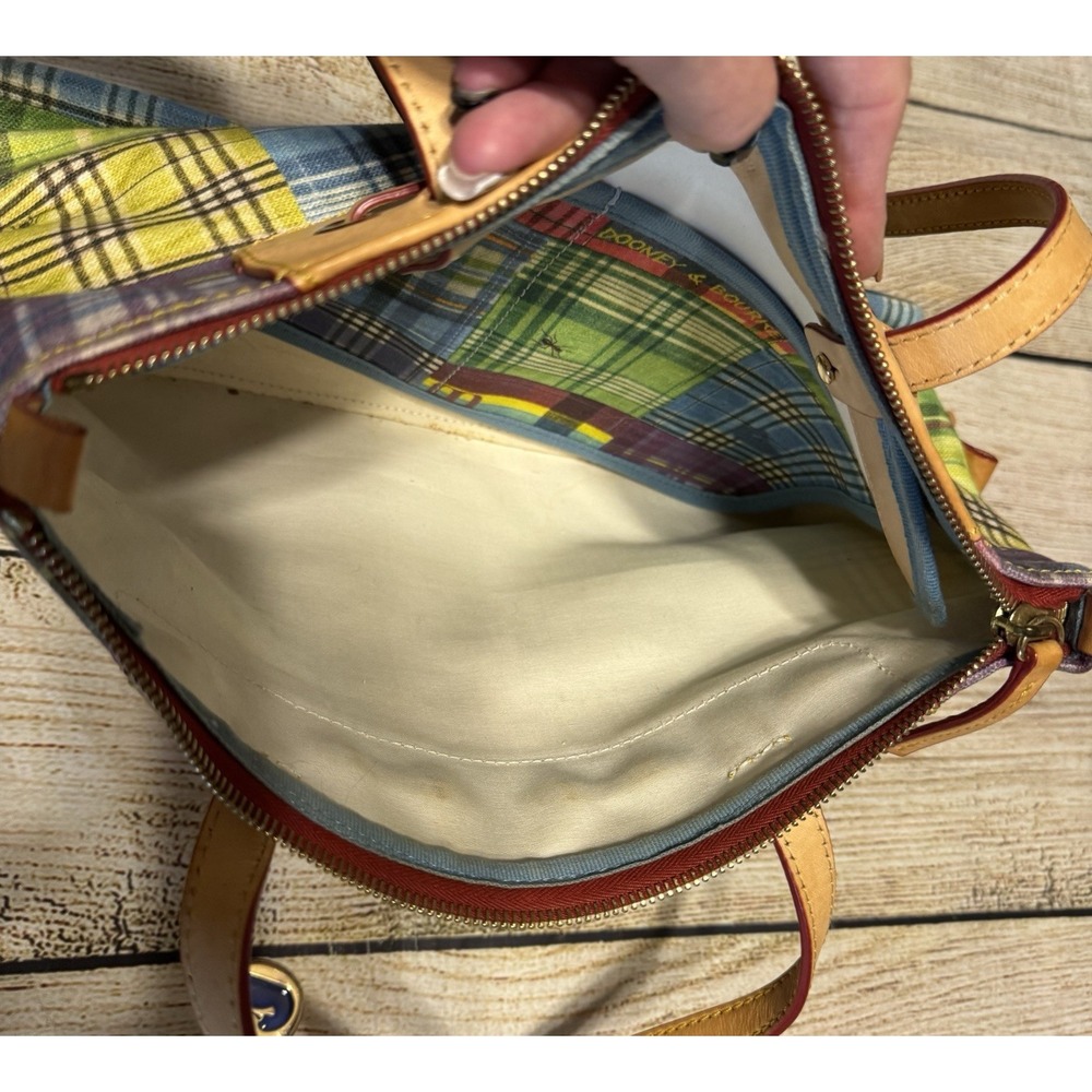 Vtg Dooney & Bourke Ants Picnic Madras Plaid Double Handle Purse Tote Bag TbA - Picture 9 of 13